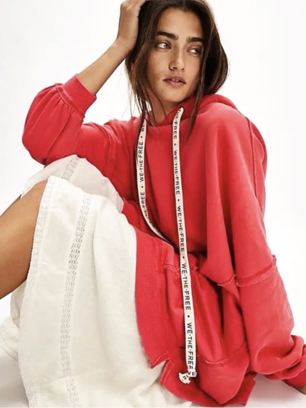 NWT Free People x We The Free "We" Hoodie in High Risk Red